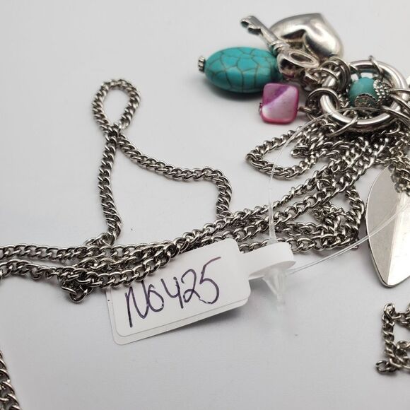 Boho feather closionne key and heart charm necklace N0424 - Picture 3 of 3